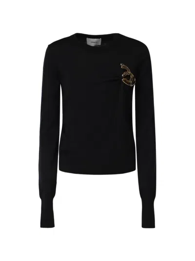 Coperni Hand-brooch Long-sleeve Sweater In Black