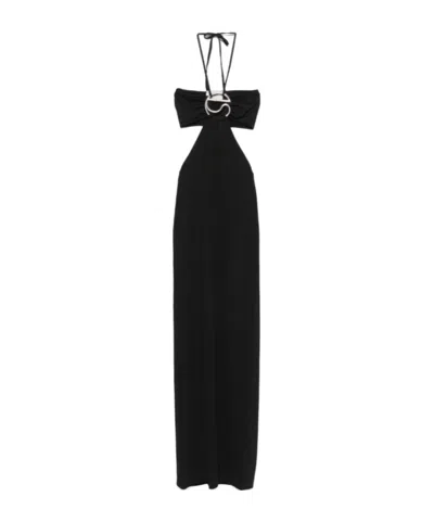 Coperni Hanging Neck Extra-long Dress In Black