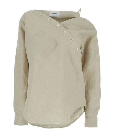 Coperni Heart Asymmetrical Shirt In Nude