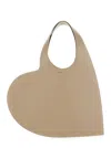 Coperni 'heart' Beige Shoulder Bag With Logo Print In Leather Woman