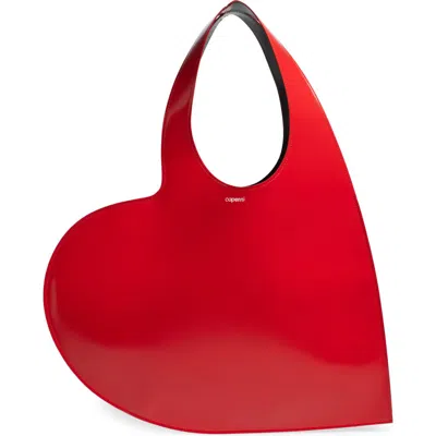 Coperni Mini Heart Leather Shoulder Bag In Red