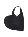 Coperni Women Black Heart Shaped Shoulder Bag With Cut-out On The Handle In Suede Woman In Black