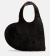 Coperni Heart-shaped Shoulder Bag In Plush Faux Fur In Black