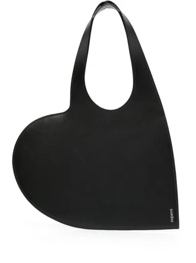 Coperni Heart-shape Leather Tote Bag In Black