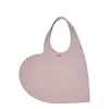 Coperni Heart Pink Shoulder Bag With Logo Print In Leather In Pink