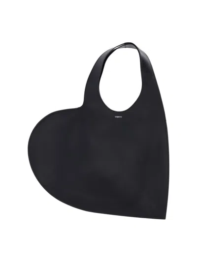 COPERNI HEART-SHAPED BLACK CALF LEATHER TOTE BAG