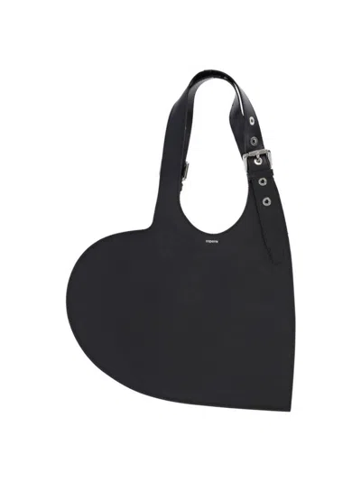 Coperni Heart-shaped Black Calf Leather Tote With Adjustable Handle
