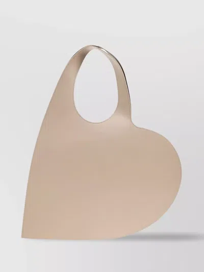 Coperni Heart-shaped Frame Top Handle Leather Bag In Brown