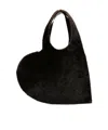 Coperni Heart-shaped Shoulder Bag In Plush Faux Fur In Black