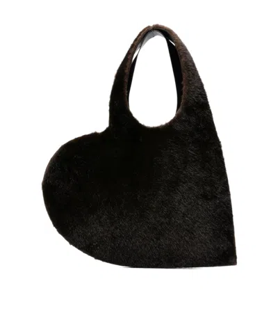 COPERNI COPERNI HEART-SHAPED OPEN TOP FUR TOTE BAG