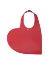 Coperni Heart-shaped Red Leather Tote With Silver Logo Print In Red