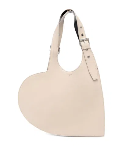 Coperni Heart-shaped Shoulder Bag In Beige Leather In Sand
