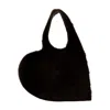 Coperni Heart-shaped Shoulder Bag In Plush Faux Fur In Black