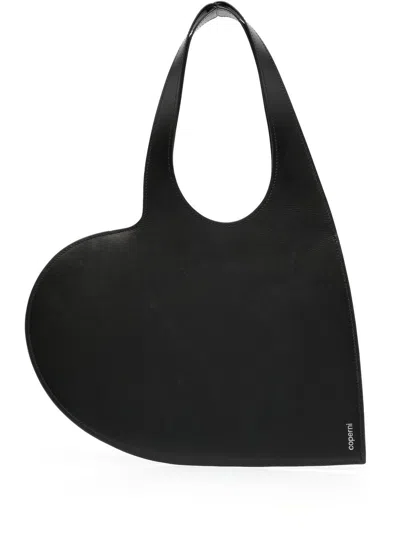 Coperni Heart-shape Leather Tote Bag In Black