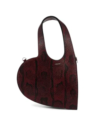 Coperni Heart Snakeskin-effect Leather Shoulder Bag In Purple