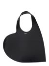 Coperni Women Black Heart Shaped Shoulder Bag With Cut-out On The Handle In Suede Woman In Black