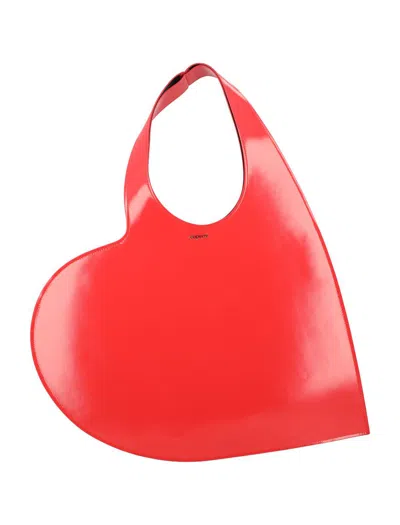 Coperni Heart Tote Gloss Leather In Red