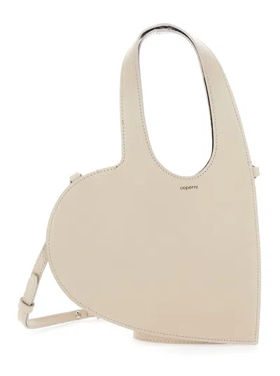 Coperni Heart-shaped Leather Shoulder Bag In Beige