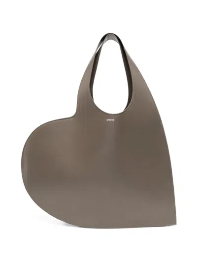 Coperni Heart-shaped Leather Shoulder Bag In Gray