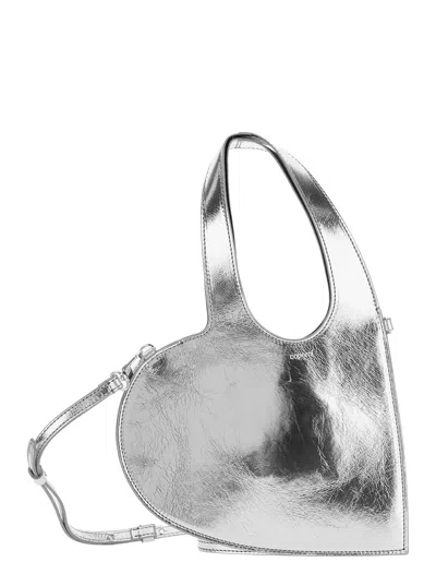 Coperni Heart-shaped Metallic Leather Crossbody Bag In Silver