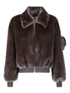 Coperni High-collar Brown Synthetic Fur Bomber Jacket In Animal Print