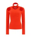 Coperni Red Top With Unique Cut-out Design And Ribbed Texture In Red