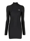 Coperni High Neck Fitted Jersey Mini Dress In Black