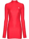 Coperni Mock-neck Long-sleeve Fitted Mini Dress In Rot