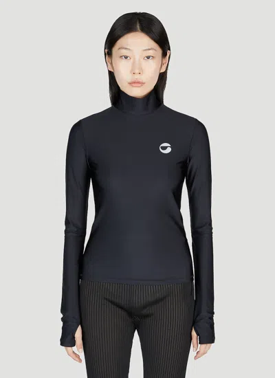 Coperni Black Tight High Neck Long Sleeve T-shirt In Schwarz