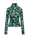 Coperni High Neck Top In Print Blue Apples