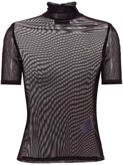 Coperni Logo-plaque Mesh T-shirt In Red
