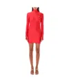 Coperni Mock-neck Long-sleeve Fitted Mini Dress In Red