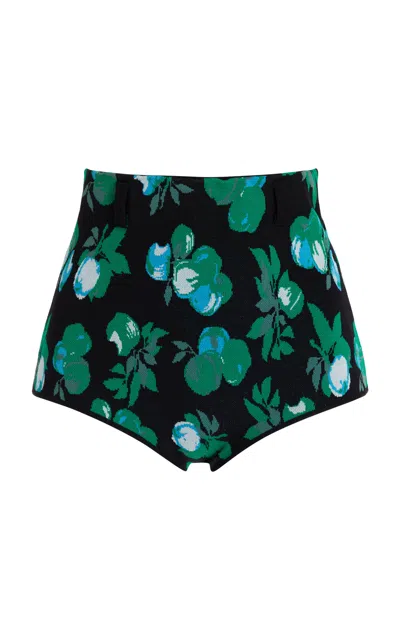 Coperni High-waisted Jacquard Knit Shorts In Blue