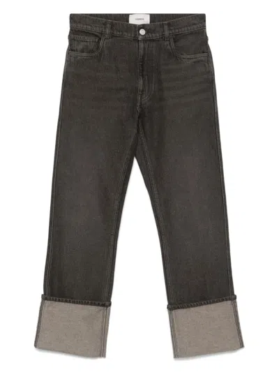 Coperni High-waisted Wide-leg Jeans With Folded Hem Detail