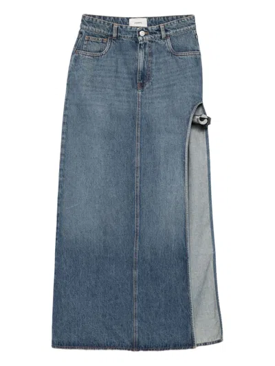Coperni High-waisted Blue Denim Midi Skirt