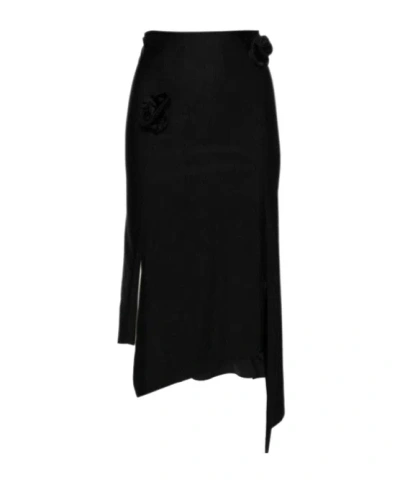 Coperni High-waisted Flower Decal Skirt In Black