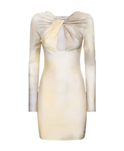 Coperni Hollowed-out Jersey Mini Dress In Gray