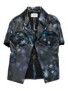 Coperni Holographic Floral-print Jacket In Black