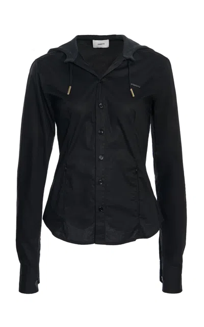 Coperni Hooded Cotton Shirt In Black