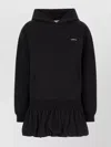 Coperni Hooded Sweatshirt With Ruffled Hem And Front Pocket In Black