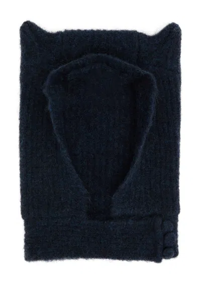 Coperni Horn Knitted Beanie In Blue