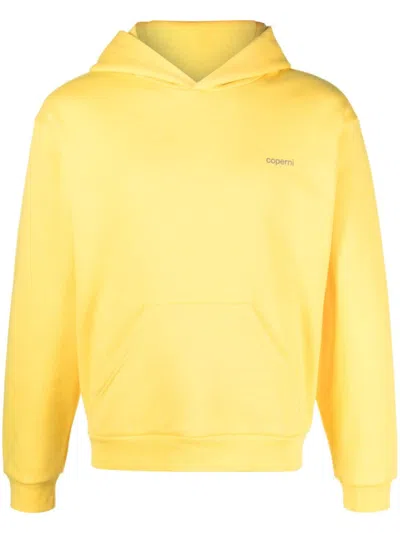 Coperni Horn Logo-print Cotton Hoodie In Yellow