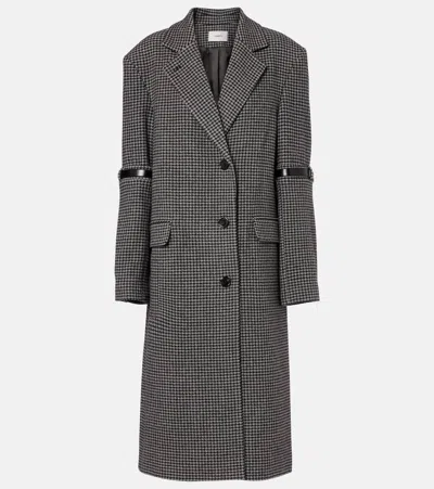 Coperni Houndstooth Wool And Cashmere Coat In Gray