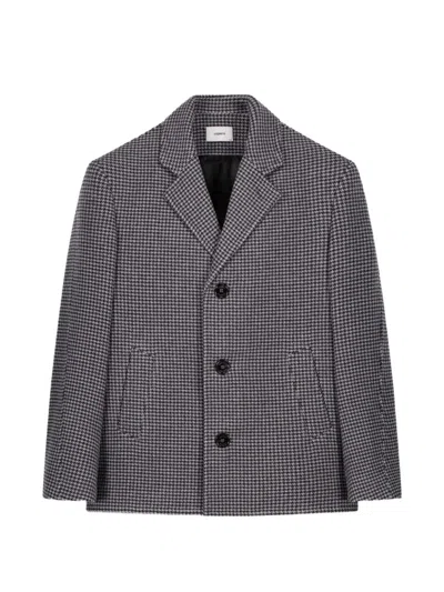 Coperni Houndstooth-pattern Notched-lapels Coat In Gray
