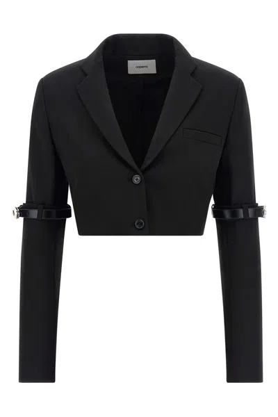 Coperni Hybrid Cropped Blazer In Black