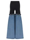 Coperni Wide Leg Elastic Waistband Trousers With Contrast Fabric In Blue