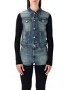 Coperni Hybrid Denim And Knit Jacket In Black