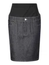 Coperni Blue Hybrid Denim Midi Skirt In Black