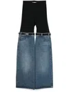 Coperni Hybrid Denim & Jersey Flared Pants In Blue