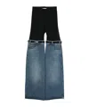 Coperni Hybrid Denim & Jersey Flared Pants In Blue